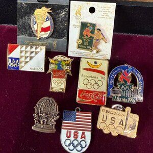 1992 and 96 olympic game pins from Coca-Cola, Nabisco, Bell South and others